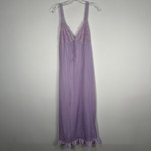 60s/70s Vintage Erica Loren Nightgown Floor Length Full Sweep Purple Size Medium